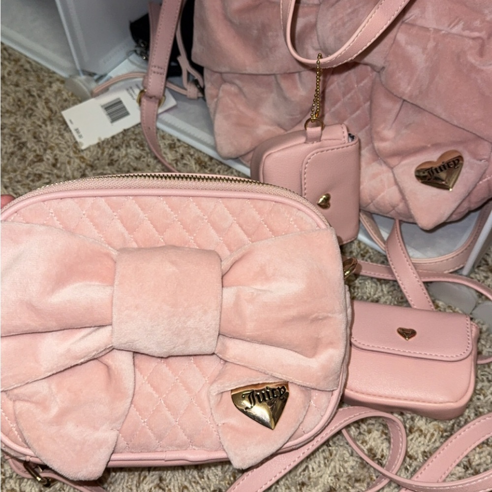 Juicy Couture Blush Quilted Velvet Crossbody Bag